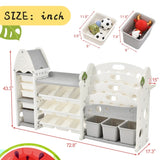 Kids Bookshelf Toy Storage with 17 Bins and 5 Bookshelves, Multi-functional Nursery PP300106AAE