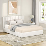 Anda Patented 2-Drawers Storage Bed Queen Size Ivory Boucle Upholstered Platform Bed, Tufted B083P156197