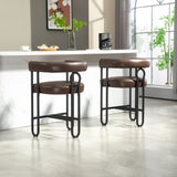 ZUN House Hold Bar Set of 2, Modern Bar Stool with Back, Black Metal Frames, Upholstered Bar W1588P194937