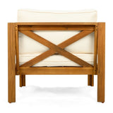 Outdoor Acacia Wood Club Wooden Armchair with Cushions , Conversation Set,Teak N770P264304B