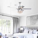 ZUN Crystal Ceiling Fan Reversible Blades 3 Wind Speeds Remote Control for Bedroom Living Dining Room W1592P162638