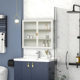 27.56"Glass Doors Modern Two-door Wall Cabinet with Featuring Three-tier Storage for Entryway Living W757119328