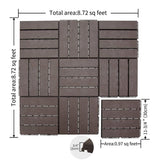 Patio Interlocking Deck Tiles, 12"x12" Square Composite Decking Tiles, Four Slat Plastic Outdoor W1859P181793