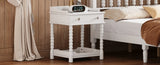 Retro Style Nightstand with Drawer and Open Shelf for Bedroom, Bedside Table with Turned Legs and N733P206240K