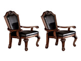 Black and Cherry Solid Back Arm Chairs with Nailhead Trim B062P189079