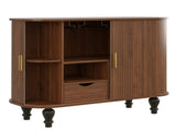 39" Fluted Liquor & Coffee Bar with 6 Wine Racks and 3 Glass Holders, Mid-Century Modern Bar 61879634