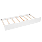 ZUN L-shaped Platform Bed with Trundle and Drawers Linked with built-in Desk,Twin,White 11453578