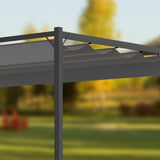 ZUN 10 x 7 FT Outdoor Patio Sun Shade Shelter, Garden Gazebo Pergola with Retractable Canopy Roof, Gray 20640105