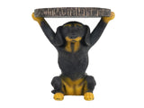 22.17"H Black Dog Side Table Pedestal End Table Stool, MGO Dog Statue Hand Painted Sculpture for N765P412507B