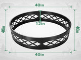 40in Fire Ring, Diamond Lattice Pattern, Round, Iron 48587581