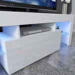 ZUN LED TV Stand for Televisions up to 55 Inchs,Modern Entertainment Center with down filp door, Glass 74911048