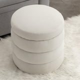 006-Soft Velvet Round Ottoman Footrest Stool,Ivory W527121859