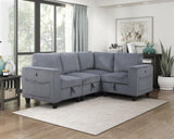 Modern Living Room Furniture Dark Gray Corner Seat with Storage Corduroy Fabric Upholstery 1pc B011P206265