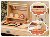 Natural Kids Wooden Barbecue Grill Playset with Chalkboard and Sink and Cabinet 14190718
