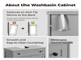 1-Drawer 2-Door Bathroom Vanity Bathroom Cabinet Washbasin Not Included 23.62*11.81*23.62in Grey 27068647