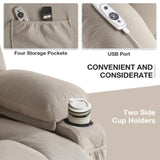 Power Lift Recliner Chair with Heat and Massage Electric Fabric Recliner Chair for Elderly with Side W1807P298601