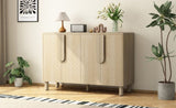 TREXM 4-Door Buffet Cabinet with Storage, Wood Sideboard Cabinet with Unique Arc Handles and N715P264916D