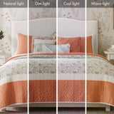 6 Piece Cotton Percale Quilt Set with Throw Pillows Coral Full/Queen B035129020