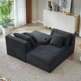 Compressible double chaise lounge with cupholders - No Assembly Required, Fluffy Modern Sleeper W2339P346393