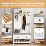 ZUN 3-in-1 Hallway Hall Tree with 2 Storage Drawer and 4 Coat Rack, Wooden Entryway Shoe Rack Bench with W2557P195394