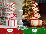 3FT Lighted Gift Box Tower, Pre-lit Stacked Present Boxes Ornament with 80 LED Warm White Lights and 34916158