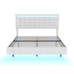 ZUN Queen Size Floating Bed Frame with LED Lights and USB Charging,Modern Upholstered Platform LED Bed WF308894AAK