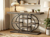 Industrial Sofa Table 39.4" Console Table with Storage Shelves Rustic Oak Finish for Living Room 44555541