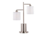 Cannes Contemporary Table Lamp in Nickel Metal with White Shades B202P224123
