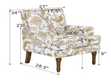 Accent Chair, Floral Armchair, Nailhead Trim, Gold and Grey Decor, Solid Wood Legs, Farmhouse W5568P445701