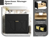 30'' Bathroom Vanity with Ceramic Sink Combo, Modern Freestanding Storage Cabinet with Gold Handles, N710P194898B