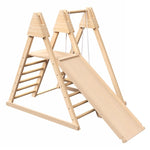 ZUN 4-in-1 Indoor Play Gym - Jungle Gym Playset with Baby Swing, Slide, Ladder, and Climbing Wall 30433659