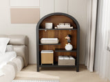 Arched Top Industrial Open Shelf 4-Tier Asymmetrical Dark Freestanding Display Rack for Home & W3123P485378
