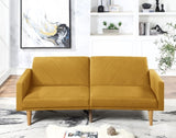 ZUN Modern Electric Look 1pc Convertible Sofa Couch Mustard Color Linen Like Fabric Cushion Wooden Legs HS00F8505-ID-AHD