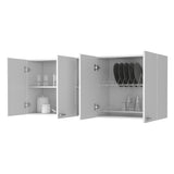 ZUN Winslow 150" Wall Cabinet, Four Doors, Two Divisions, Two Shelves B128P148845