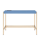 Rectangular Writing Desk with USB Port, Navy Blue and Gold B016P326482