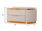 Laura Gold Detailed Right 2-Drawer Nightstand made with Wood in White B00955978