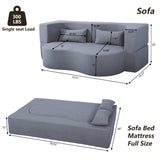2-in-1 Convertible Sofa Bed, Full Size Folding Loveseat Couch with Soft Teddy Fabric, No Assembly W3163P322890