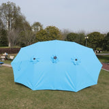 15x9ft Large Double-Sided Rectangular Outdoor Twin Patio Market Umbrella with light and base- blue W419P145384