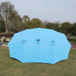 ZUN 15x9ft Large Double-Sided Rectangular Outdoor Twin Patio Market Umbrella with light and base- blue W419P145384