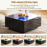 ZUN ON-TREND Square High Glossy Coffee Table with 16-color LED Strip Lights, Modern Center Table with N721P191980B