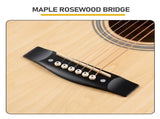 Natural wood color 41-inch Dreadnought barrel-shaped cutaway acoustic guitar with pick, strings, 20565157