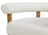 Fuji 37" Mid Century Modern Barrel Accent Arm Chair, Ivory White Boucle B2719P238263