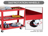 Tool Dorm Utility Service Cart, 3 Shelf 200LBS Heavy Duty Steel Rolling Utility Cart, Medium Lipped 62022600