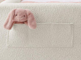 Twin Size Upholstered Platform Bed with Cute Rabbit Ear Shaped Headboard, with Safety Rail and W1413P307369