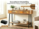 LED Console Table with Remote, 36 Narrow Entryway Table with 2 Fluted Drawers & Open Shelf, 16 RGB 10463961