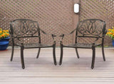 Set of 2 Cast Aluminum Patio Dining Chairs, Stackable Outdoor Bistro Chairs with Armrests for 93510049