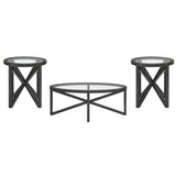 Modern simple coffee table, tempered coffee table solid wood base round transparent W487P317844