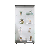 ZUN Two-door Glass Display Cabinet 4 Shelves with Door, Floor Standing Curio Bookshelf for Living Room 32822939