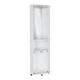 Chicago 75" H Mirrored Corner Bar Cabinet, With Glass Doors, Two Shelves and Stemware White B200P240239
