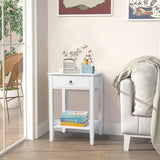 Two-layer Bedside Cabinet Coffee Table with Drawer White 28295654